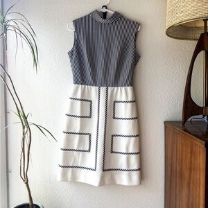 Mod Bleeker Street Navy 1960s Mini Dress with Rolled Collar